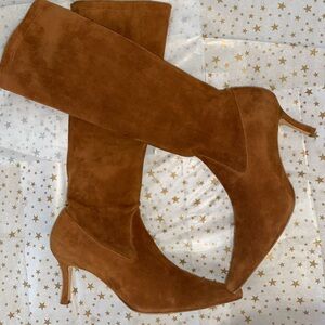 VANESSA NOEL Genuine Leather Suede Knee-High Boots